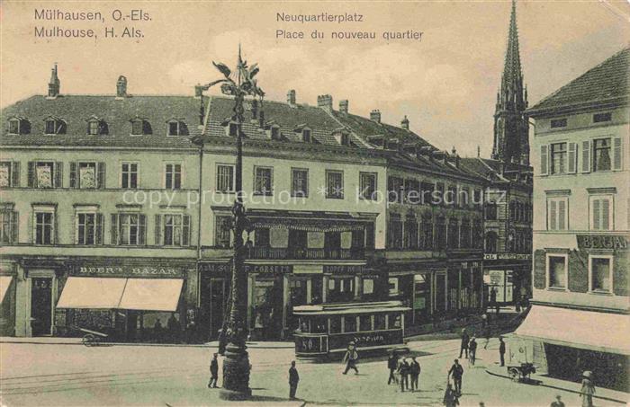 Muelhausen Elsass Neuquartierplatz Place du nouveau quartier Tram