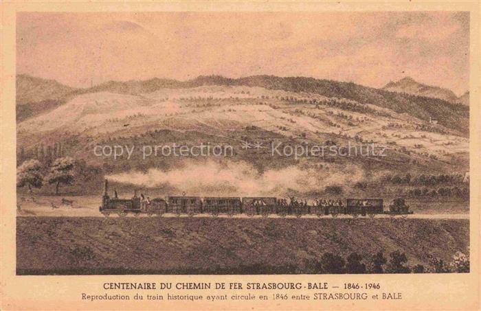 Bale BASEL BS Centenaire du chemin de fer Strasbourg - Bale Kuenstlerkarte