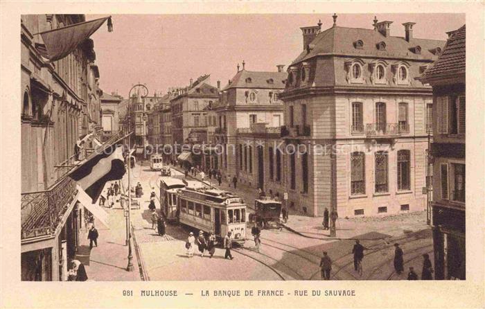 MULHOUSE Muehlhausen 68 Haut-Rhin La Banque de France Rue du Sauvage Tram