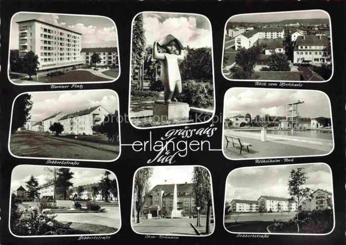 ERLANGEN Bayern Berliner Platz Gebbertstrasse Wohnsiedlung Ohm-Brunnen Freibad S