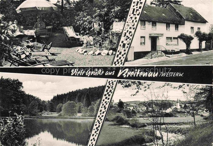 Breitenau Westerwald Rheinland-Pfalz Gasthof zum Sayntal Garten Partie am Wasser