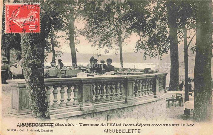 Aiguebelette ANNECY 74 Haute-Savoie Terrasse de l'Hôtel Beau Séjour avec vue sur