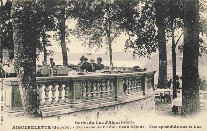 Aiguebelette ANNECY 74 Haute-Savoie Terrasse de l'Hôtel Beau Séjour vue splendid
