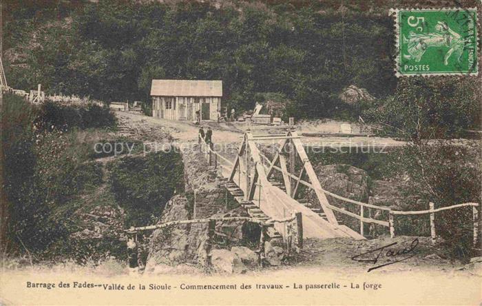 Sauret-Besserve Barrage des Fades Vallée de la Sioule Commencement des travaux l