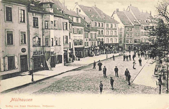 Muelhausen Elsass Motiv Stadtzentrum
