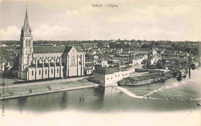 Sable-sur-Sarthe La FLECHE 72 Sarthe Vue générale et l'église