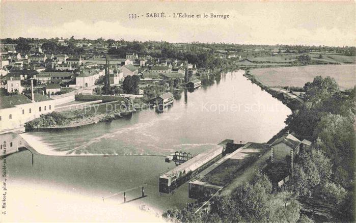 Sable-sur-Sarthe La FLECHE 72 Sarthe Vue panoramique l'écluse et le barrage vue