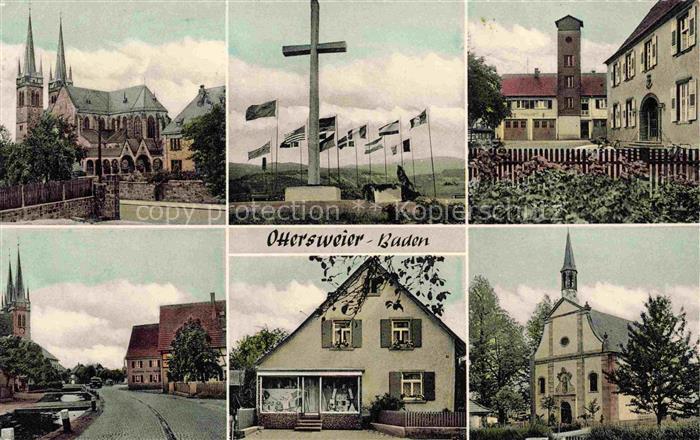 Ottersweier Motive Ortszentrum Kirche Gedenkstaette Kreuz Ladengeschaeft