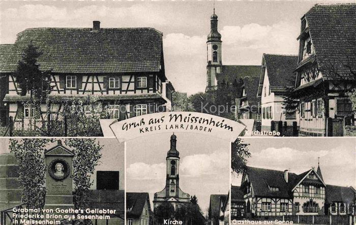 Meissenheim Baden Ortenaukreis BW Kirchstrasse Kirche Grabmal von Goethe's Gelie