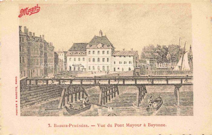 BAYONNE 64 Pyrenees-Atlantiques Vue du Pont Mayour Werbung Maggi Kuenstlerkarte