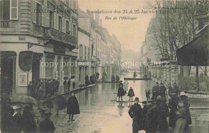 CHALON-SUR-SAONE 71 Saone-et-Loire Inondations Janvier 1910 Rue de l'Obélisque