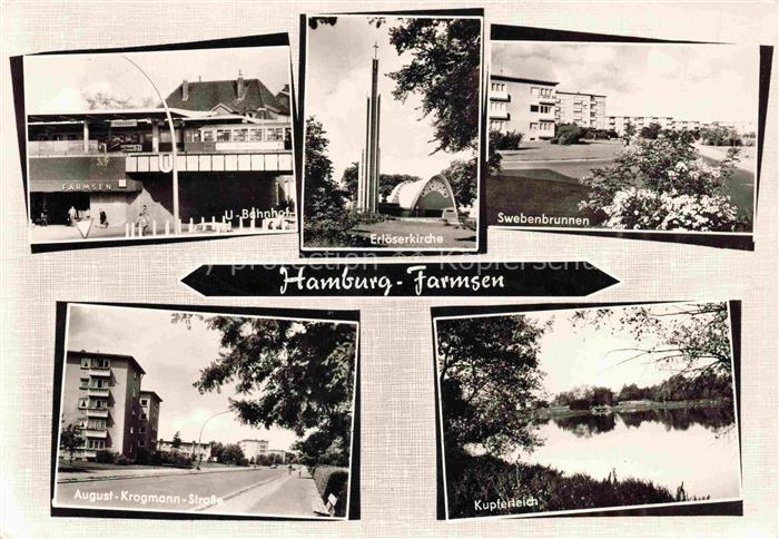 Farmsen-Berne HAMBURG U-Bahnhof Erloeserkirche Swebenbrunnen August-Krogmann-Str