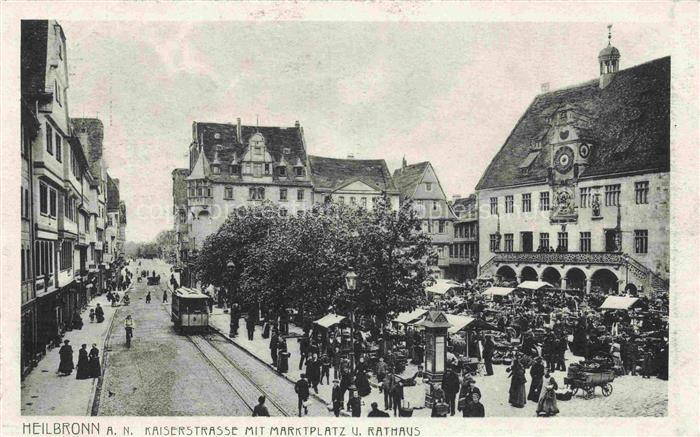 HEILBRONN Neckar Kaiserstrasse mit Marktplatz und Rathaus