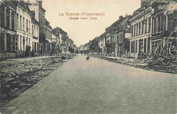 LA BAssEE  LILLE 59 Nord Strasse nach Lens Truemmer 1. Weltkrieg Ruines Grande G
