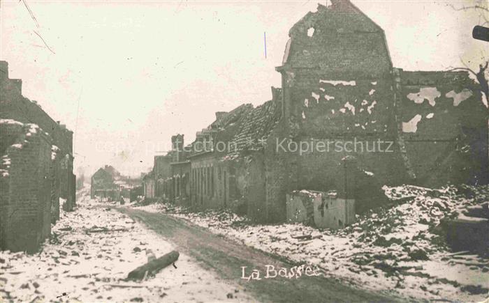 LA BAssEE  LILLE 59 Nord en hiver Ruines Grande Guerre Truemmer 1. Weltkrieg