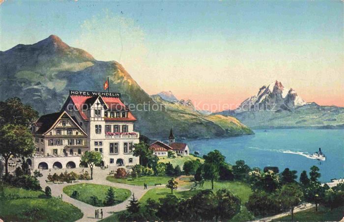 Greppen Vierwaldstaettersee LUZERN LZ Hotel Pension St. Wendelin Kuenstlerkarte