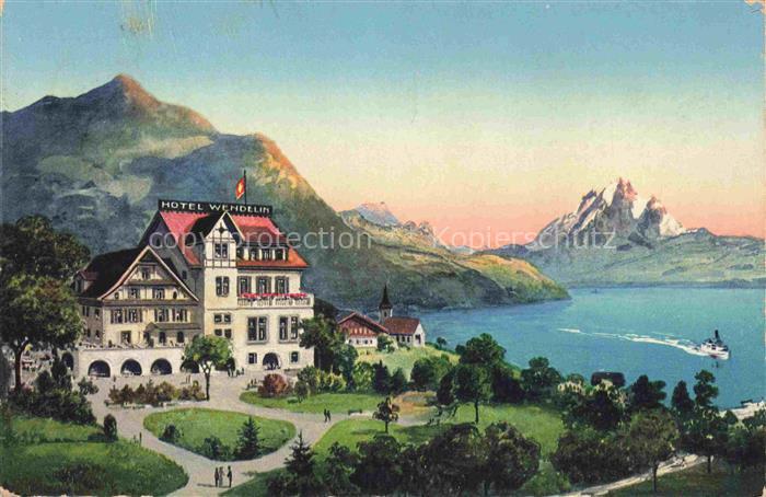 Greppen Vierwaldstaettersee LUZERN LZ Hotel Pension St. Wendelin Kuenstlerkarte