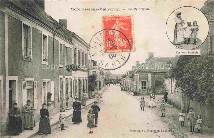Mezeray-sous-Malicorne LA FLECHE 72 Sarthe Rue Principale Costume Sarthois