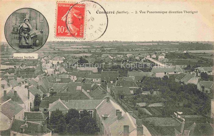 Connerre MAMERS 72 Sarthe Vue panoramique direction Thorigné Costume Sarthois