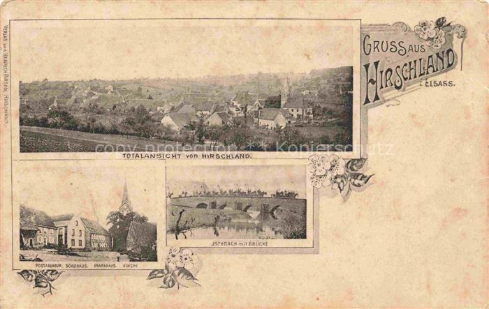 Hirschland Elsass Saverne 67 Bas-Rhin Totalansicht Post Schule Pfarrhaus Kirche