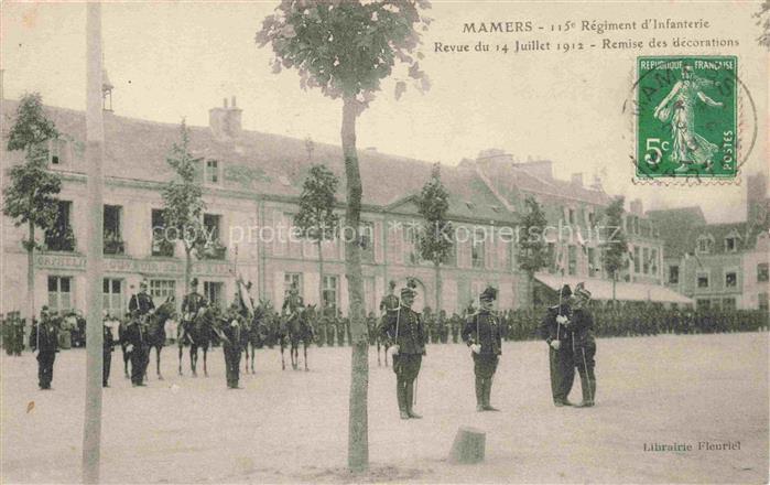 MAMERS 72 Sarthe 115e Régiment d'Infanterie Revue du 14 Juillet 1912 Remise des