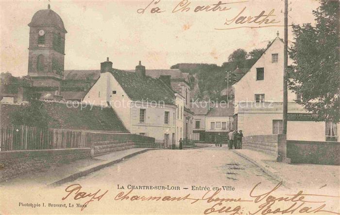 La Chartre-sur-le-Loir LA FLECHE 72 Sarthe Entrée en ville Eglise