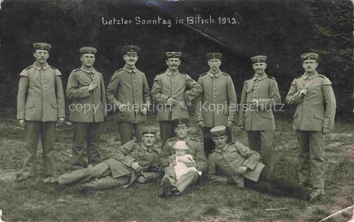 Bitsch Bitche 57 Moselle Lothringen Letzter Sonntag in Bitsch 1912 Gruppenbild M
