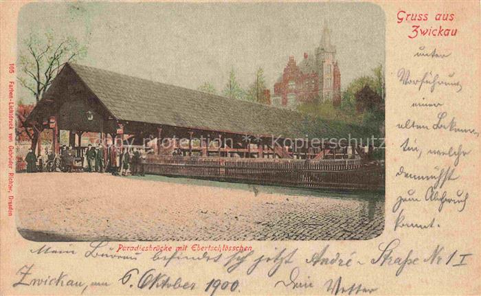 ZWICKAU  Sachsen Paradiesbruecke mit Ebertschloesschen