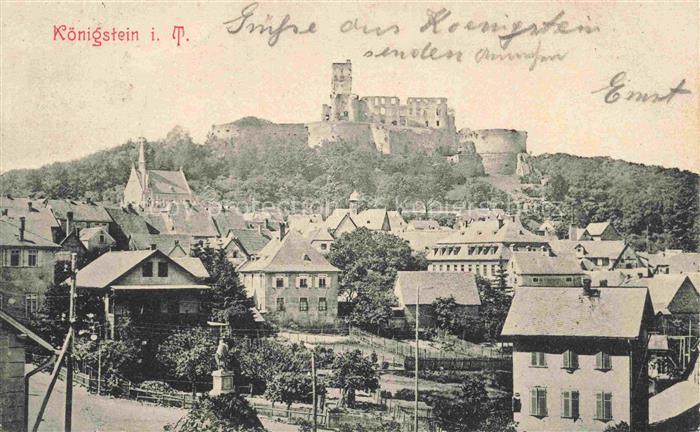 Koenigstein  Taunus Teilansicht mit Blick gegen Burgruine