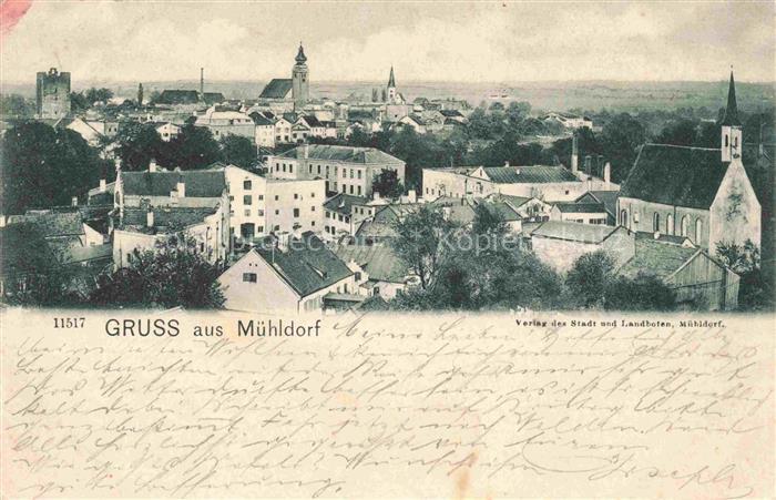 Muehldorf  Inn Bayern Stadtpanorama mit Kirchen