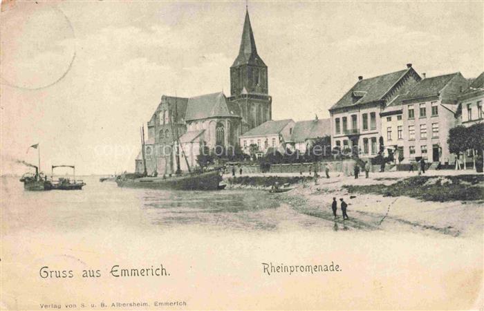 Emmerich Rhein NRW Rheinpromenade Blick zur Kirche