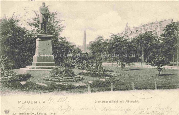 PLAUEN  Vogtland Bismarckdenkmal mit Albertplatz