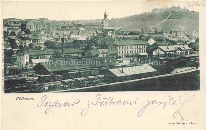 Pribram CZ Stadtpanorama Bahnhof