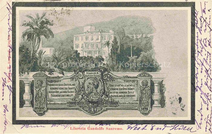 SANREMO San Remo Liguria IT Libreria Gandolfo Gedenktafel Friedrich III Deutsche