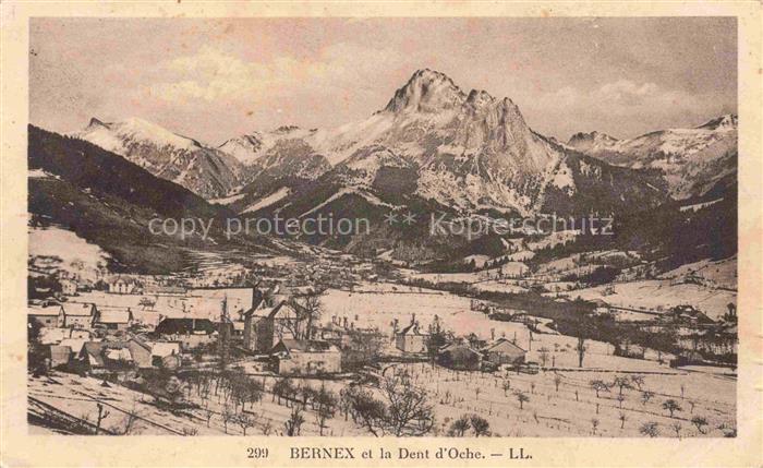 Bernex Thonon-les-Bains 74 Haute-Savoie Vue panoramique et la Dent d'Oche en hiv