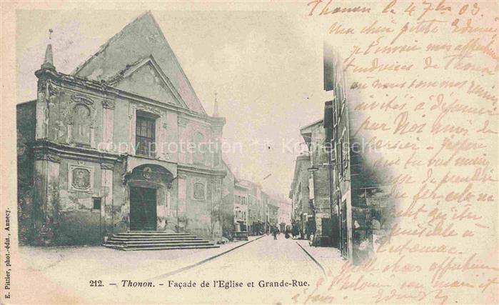 Thonon-les-Bains 74 Haute-Savoie Facade de l'église et Grande Rue
