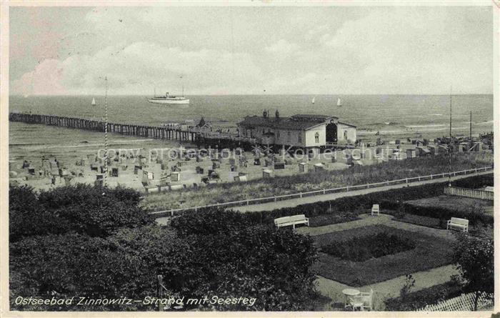 ZINNOWITZ Ostseebad Strand mit Seesteg