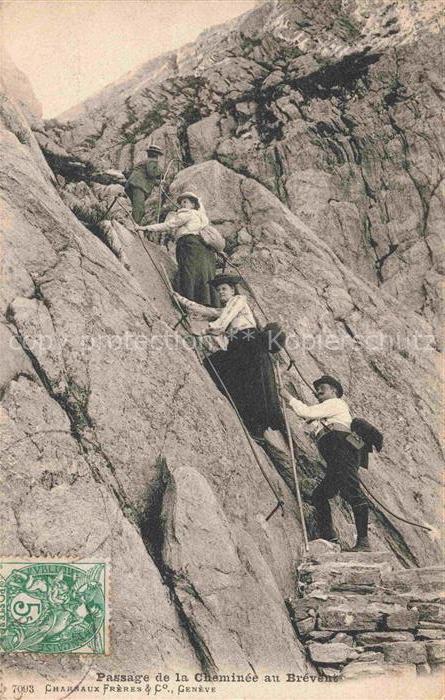 CHAMONIX BONNEVILLE 74 Haute-Savoie Passage de la Cheminée au Brévent Bergsteige