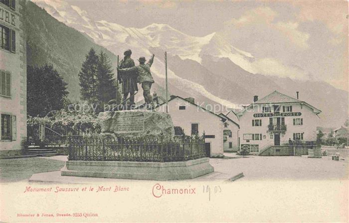 CHAMONIX BONNEVILLE 74 Haute-Savoie Monument Saussure et le Mont Blanc