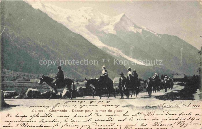 CHAMONIX BONNEVILLE 74 Haute-Savoie Départ pour la mer de glace Alpes