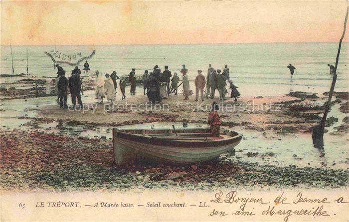 LE TREPORT Dieppe 76 Seine-Maritime A marée basse soleil couchant