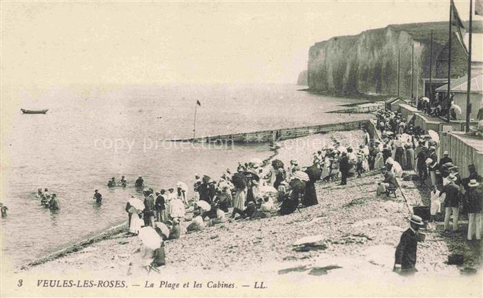 Veules-les-Roses Dieppe 76 Seine-Maritime La plage et les cabines