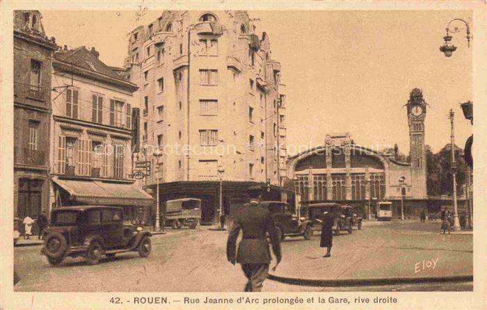 ROUEN 76 Seine-Maritime Rue Jeanne d'Arc prolongée et la gare rive droite