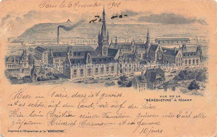 FECAMP Le Havre 76 Seine-Maritime Vue de la Bénédictine Litho