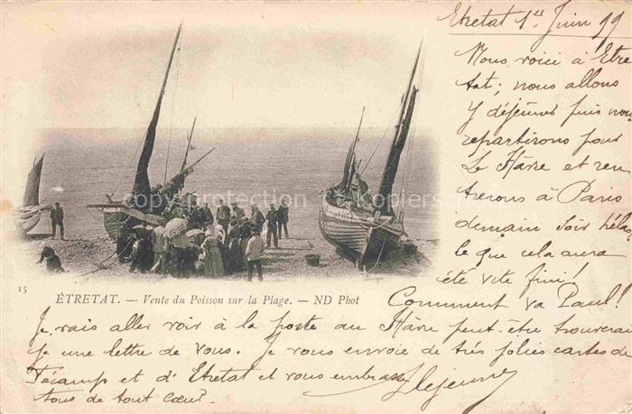 ETRETAT LE HAVRE 76 Seine-Maritime Vente du poisson sur la plage