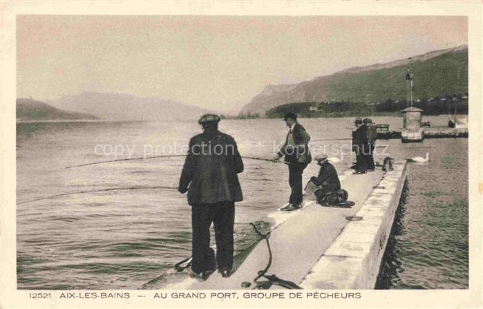 AIX-LES-BAINS Chambery 73 Savoie Au grand port groupe de pêcheurs