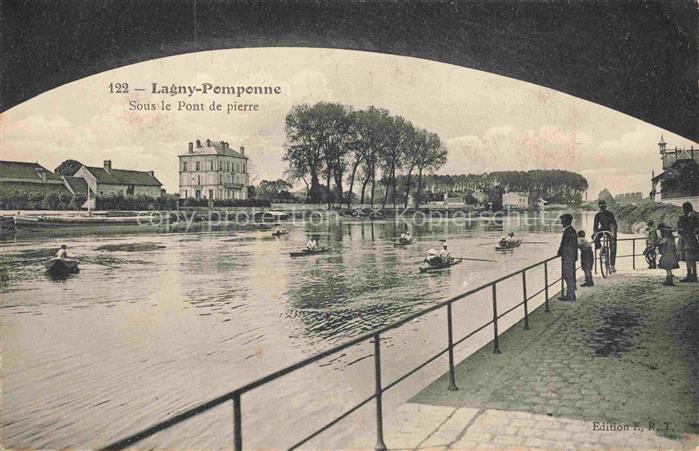 Pomponne Lagny-sur-Marne 77 Sour le pont de pierre et la Marne