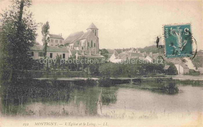 Montigny-sur-Loing 77 Seine-et-Marne Eglise et le Loing