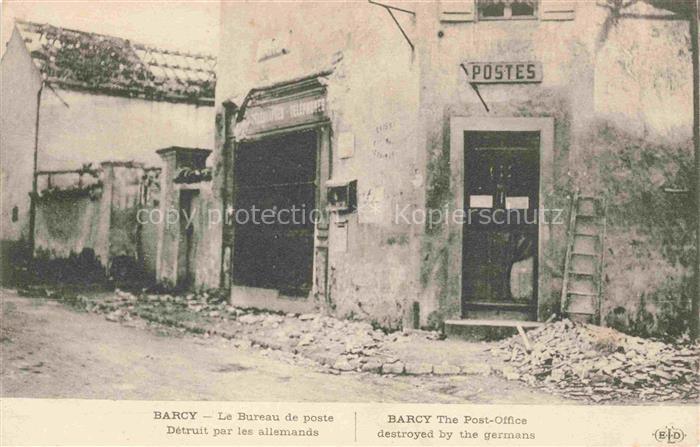Barcy MEAUX 77 Seine-et-Marne Bureau de poste détruit par les Allemands Ruines G