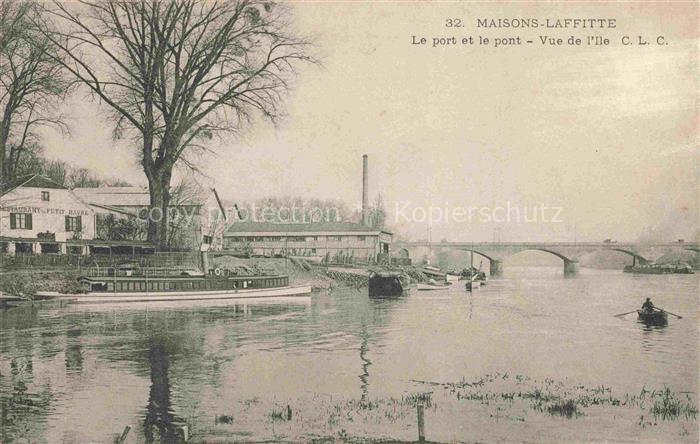 Maisons-Laffitte Saint-Germain-en-Laye 78 Yvelines Le port et le pont vue de l'I